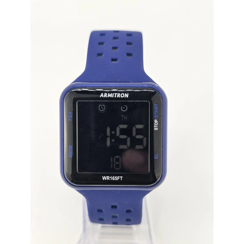 Armitron Unisex Digital Sport Watch 38MM Blue Plastic Bands Working Light